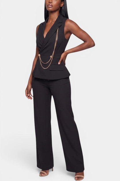 Bathilde - Ensemble Tailleur Gilet Croisé & Pantalon Large