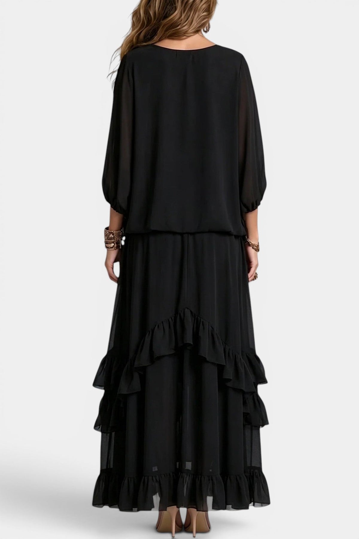 Quiterie - Ensemble Blouse Ample & Jupe Longue Volantée
