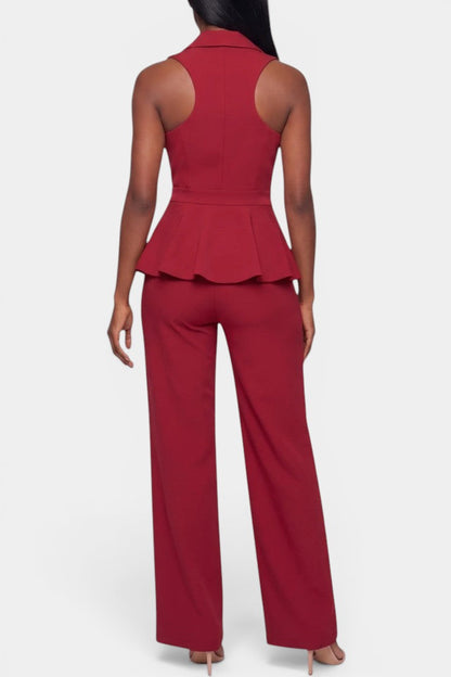 Bathilde - Ensemble Tailleur Gilet Croisé & Pantalon Large