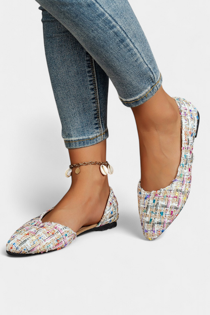 Mocassins Crystal en Tweed Multicolore Élégants et Confortables