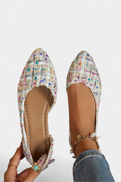 Mocassins Crystal en Tweed Multicolore Élégants et Confortables