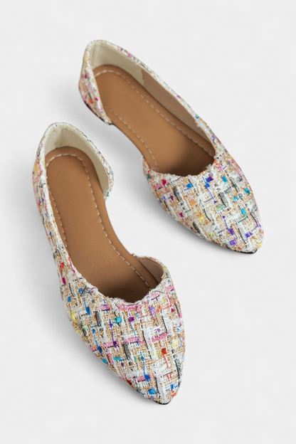 Mocassins Crystal en Tweed Multicolore Élégants et Confortables