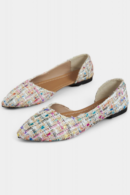 Mocassins Crystal en Tweed Multicolore Élégants et Confortables