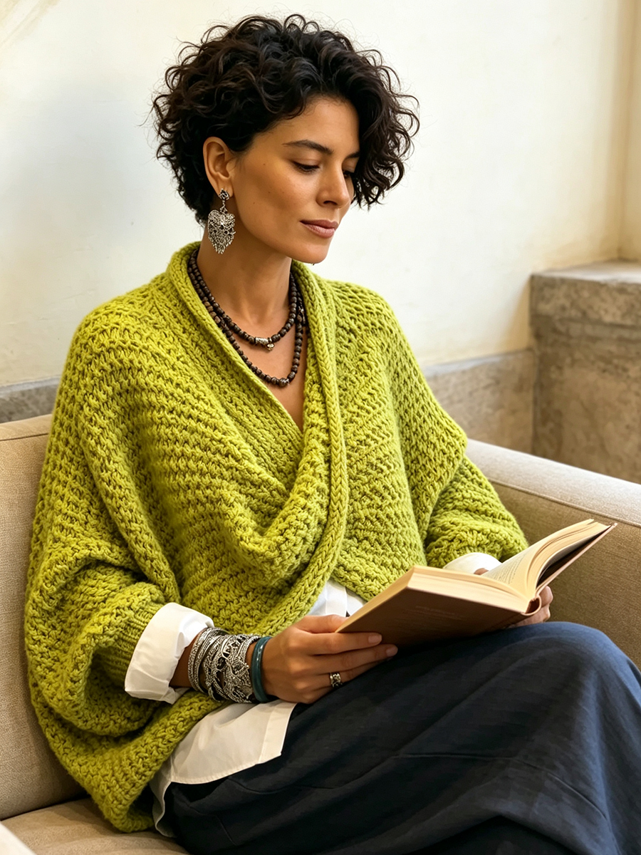 Aurélie | Pull Cache-Cœur Oversize à Manches Chauve-Souris