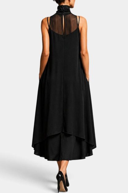 Arlette - Ensemble Asymétrique Fluide Col Montant en Voile