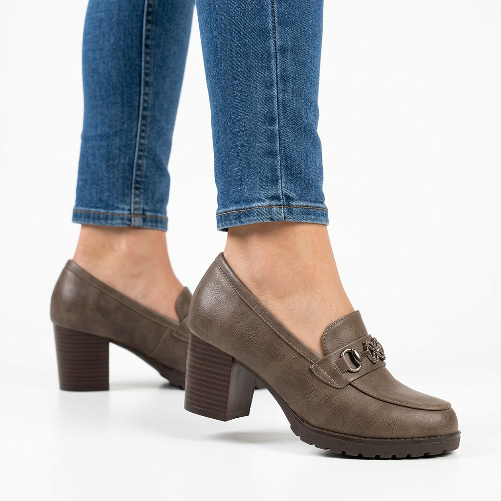 Véronique | Mocassin Confort à Talon Carré