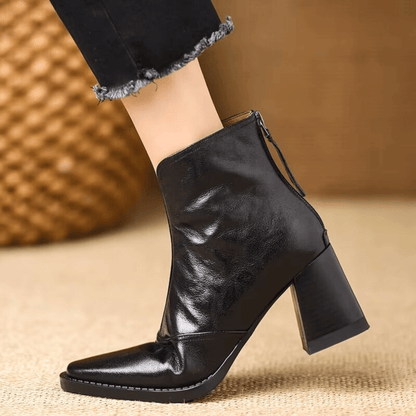 Ninon | Bottines en Cuir à Talon Mi-Haut